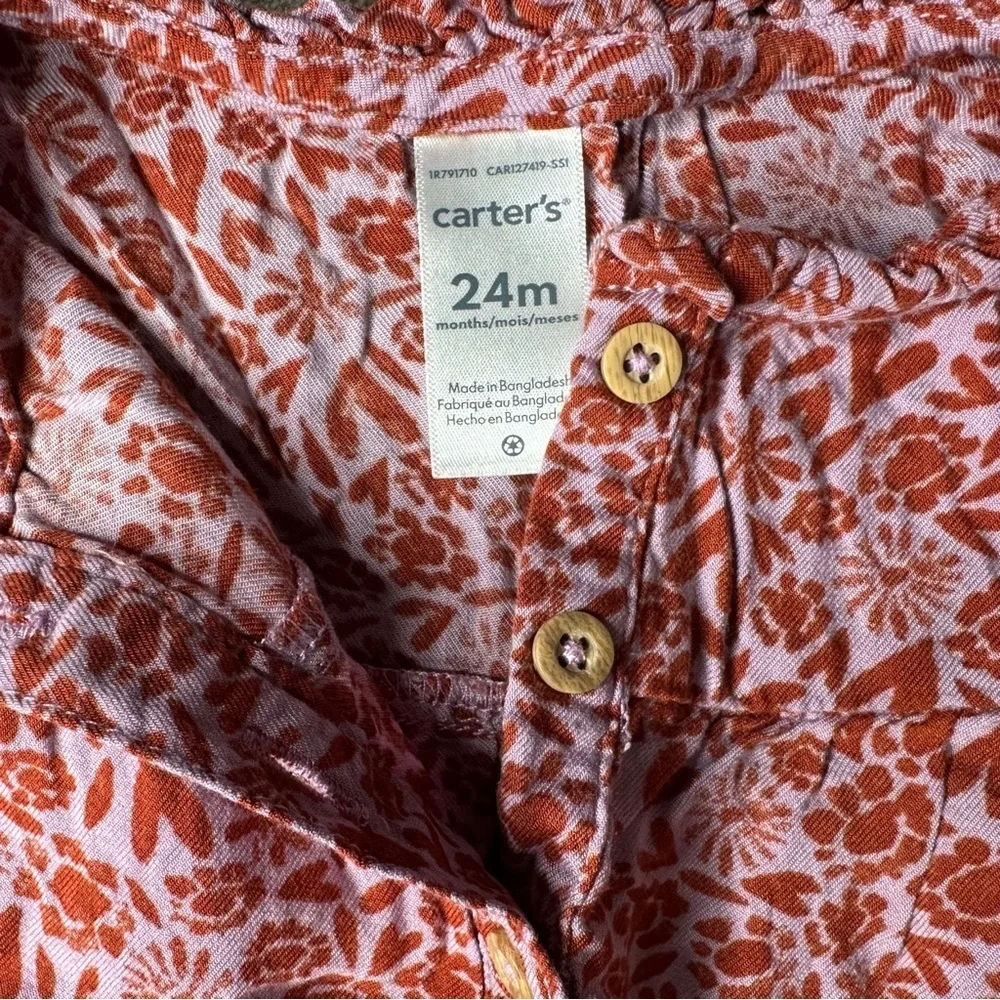 5/$25 😻 Carter's Toddler Red andPink Floral Button-Up Top